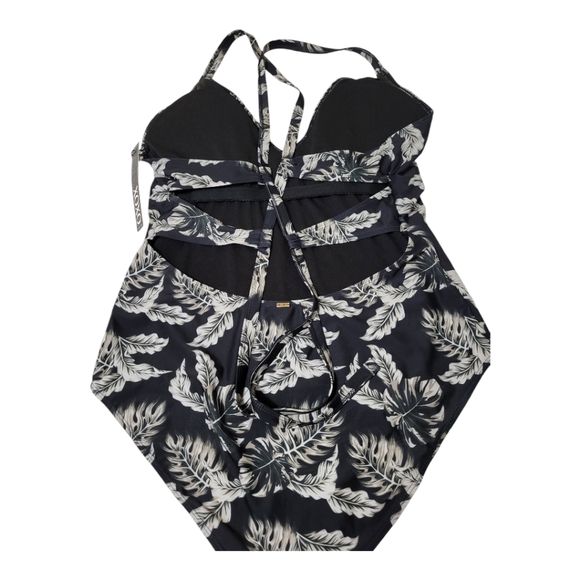 One Piece Women XOXO Bathsuit  Strappy Back Floral Print Low Back Cut - Picture 4 of 10